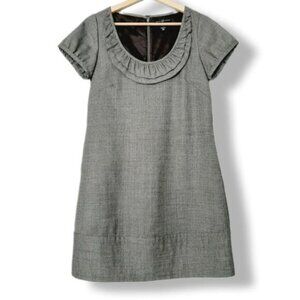 GAP Wool Blend A-Line Bib Collar Mini Dress Neutral Gray Sz 2